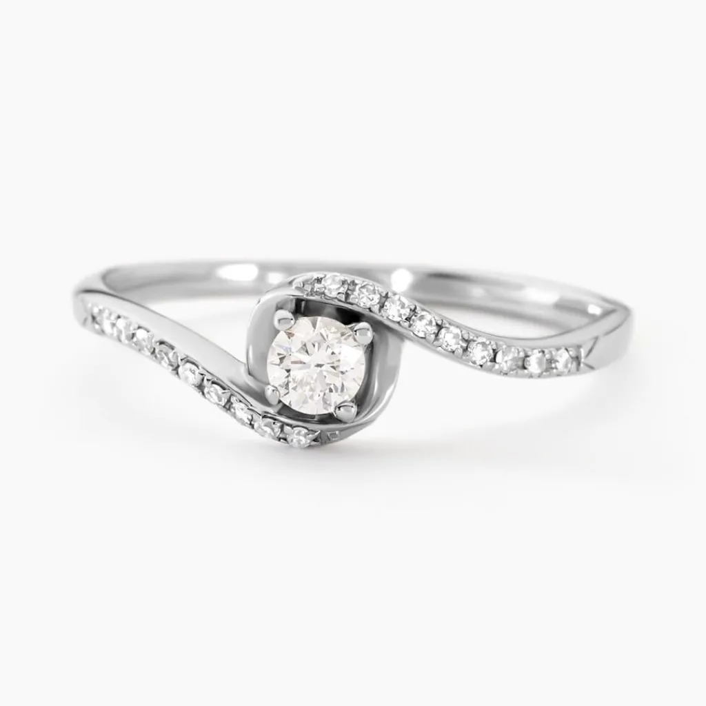 Histoire d'Or Bague Vrille Accompagnee or blanc diamant