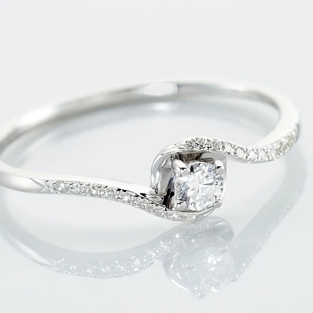 Histoire d'Or Bague Vrille Accompagnee or blanc diamant