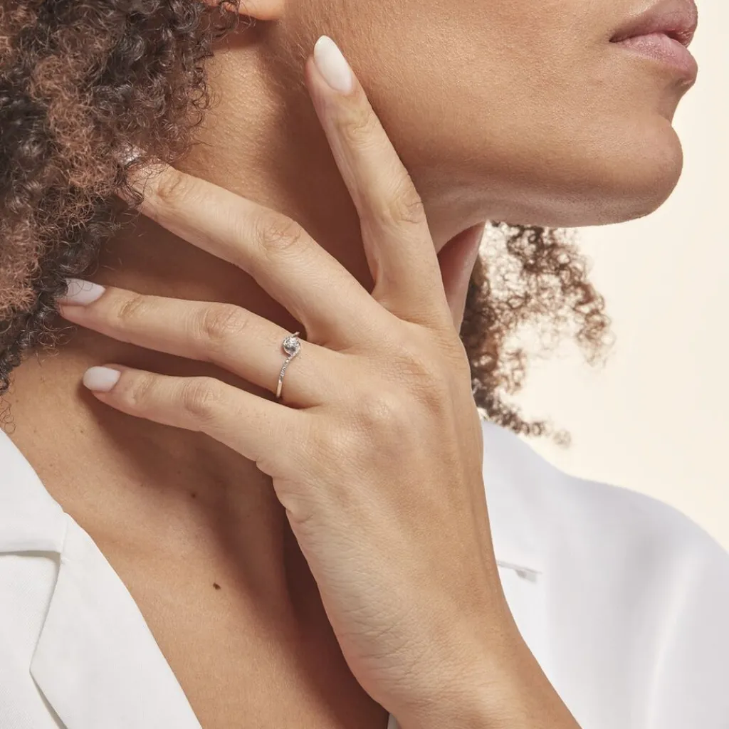 Histoire d'Or Bague Vrille Accompagnee or blanc diamant