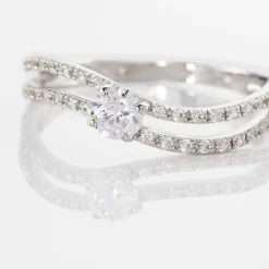 Histoire d'Or Bague Vrille Double Or Blanc Oxyde De Zirconium Discount