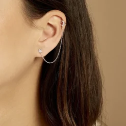 Histoire d'Or Bijou D'oreille Unitaire Argent Blanc Aulay Oxydes De Zirconium