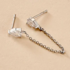 Histoire d'Or Bijou D'oreille Unitaire Kirstie Argent Blanc Oxyde De Zirconium Clearance