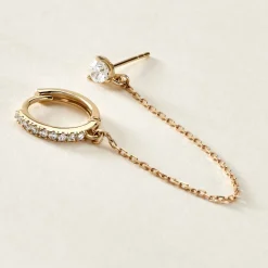 Histoire d'Or Bijou D'oreille Unitaire Mix And Match Or Jaune Oxyde De Zirconium New