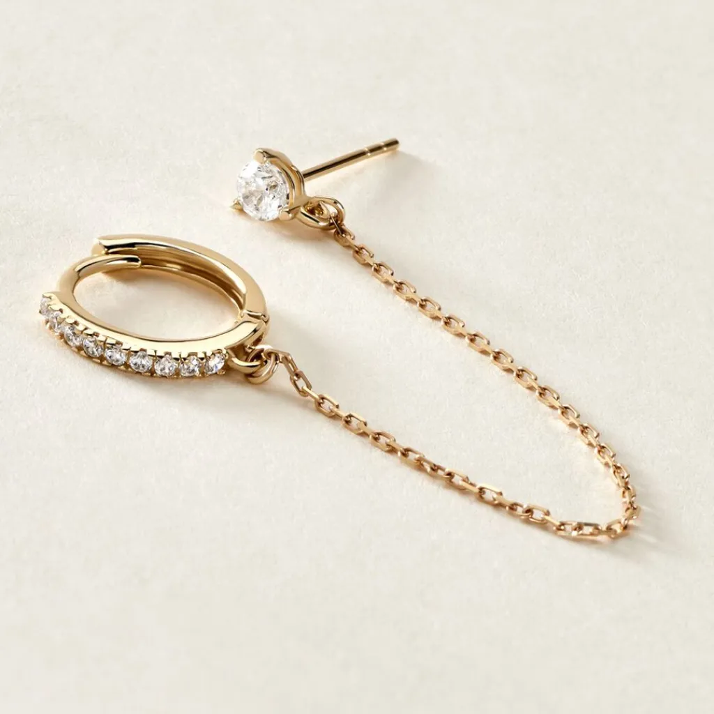 Histoire d'Or Bijou D'oreille Unitaire Mix And Match Or Jaune Oxyde De Zirconium New