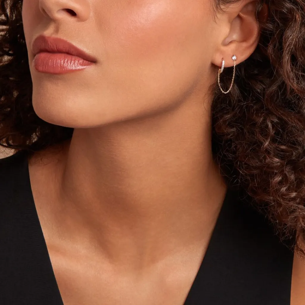 Histoire d'Or Bijou D'oreille Unitaire Mix And Match Or Jaune Oxyde De Zirconium New