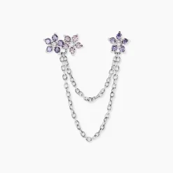 Histoire d'Or Bijou D'oreille Unitaire Purple Bloom Argent Blanc Oxyde De Zirconium Hot