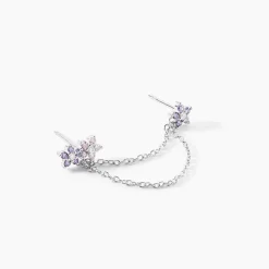 Histoire d'Or Bijou D'oreille Unitaire Purple Bloom Argent Blanc Oxyde De Zirconium Hot