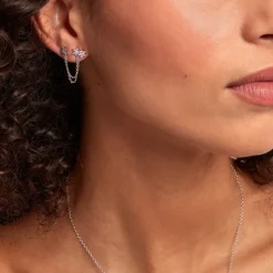 Histoire d'Or Bijou D'oreille Unitaire Purple Bloom Argent Blanc Oxyde De Zirconium Hot