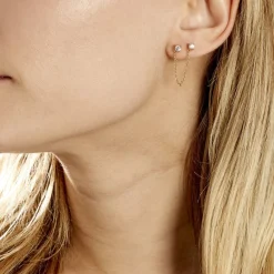 Histoire d'Or Bijou D'oreille Unitaire Pendante Plaqué Or Jaune Dofi Oxyde Best