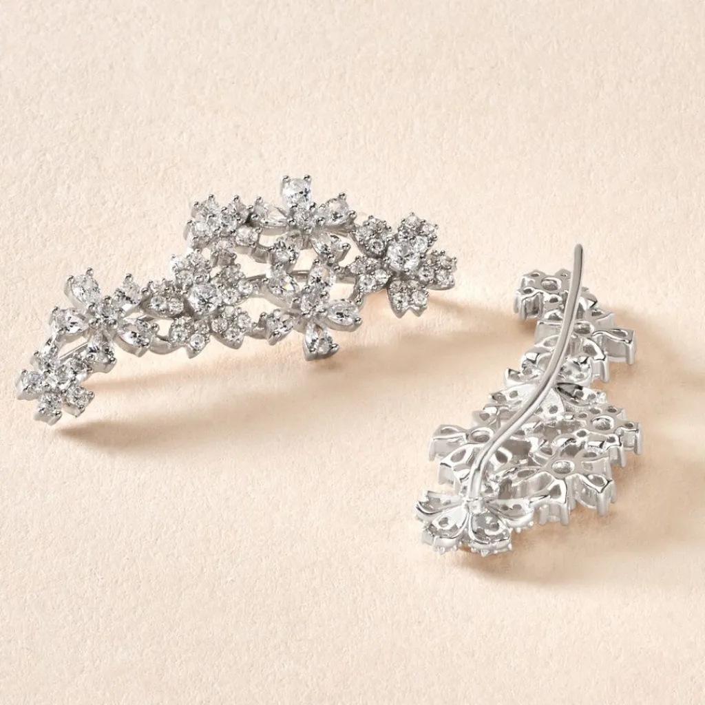Histoire d'Or Bijoux D'oreilles Midnight Flower Argent Blanc Oxyde De Zirconium Hot