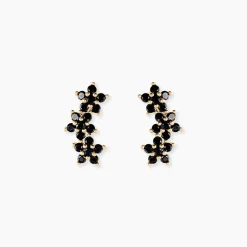 Histoire d'Or Bijoux D'oreilles Midnight Royalty Plaqué Or Jaune Oxyde De Zirconium Clearance