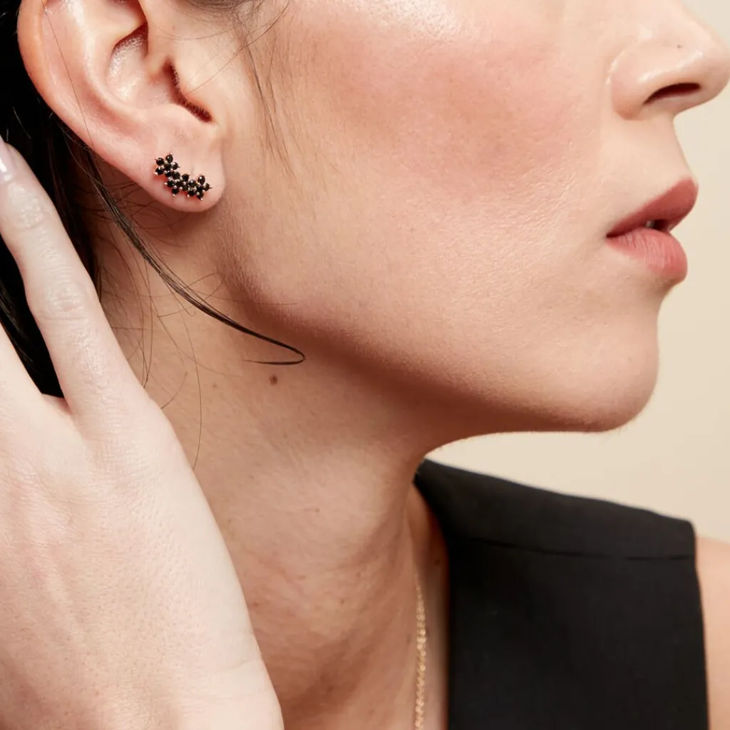 Histoire d'Or Bijoux D'oreilles Midnight Royalty Plaqué Or Jaune Oxyde De Zirconium Clearance