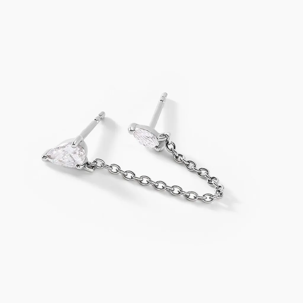 Histoire d'Or Bijoux D'oreilles Navette De Zirconium argent blanc oxyde Outlet