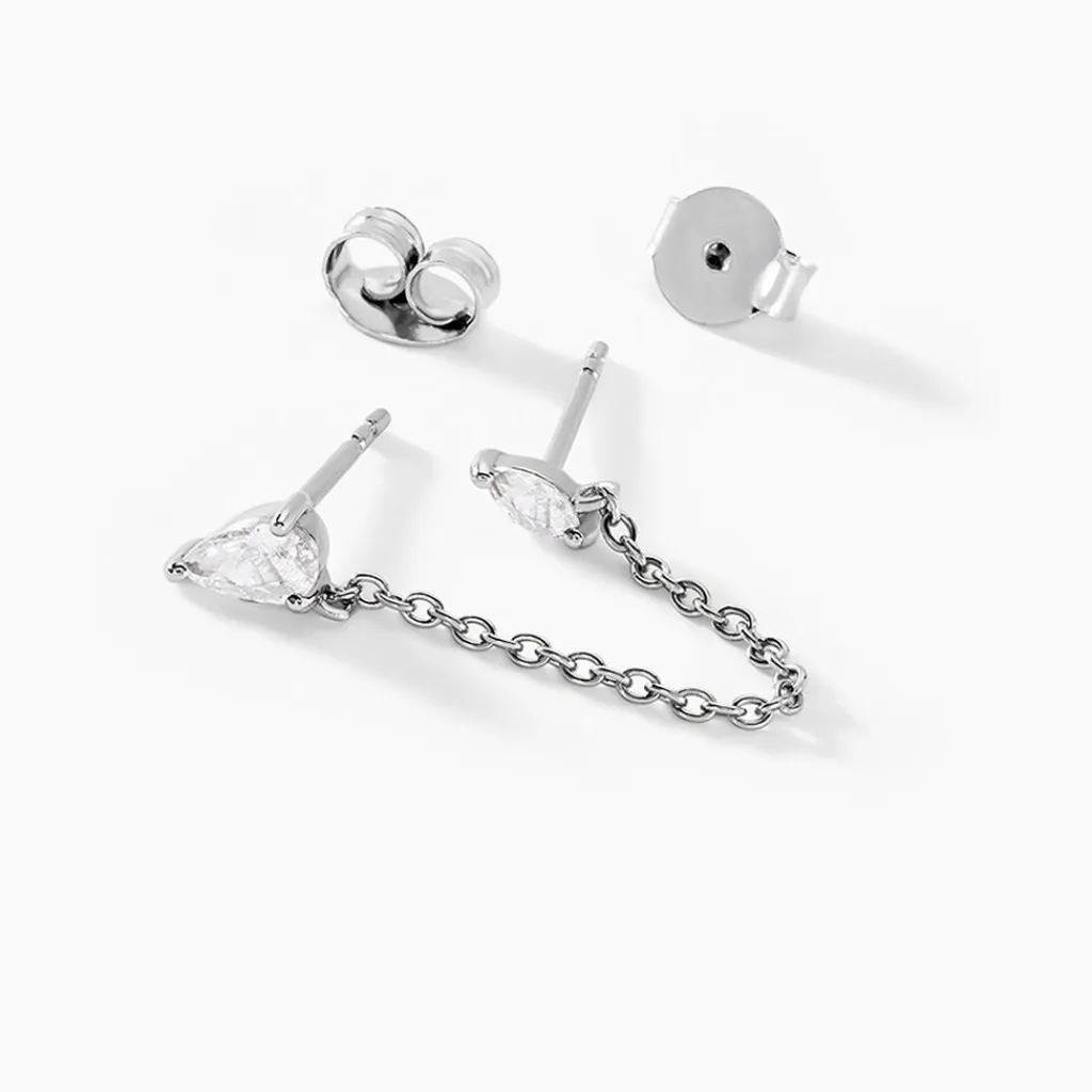 Histoire d'Or Bijoux D'oreilles Navette De Zirconium argent blanc oxyde Outlet