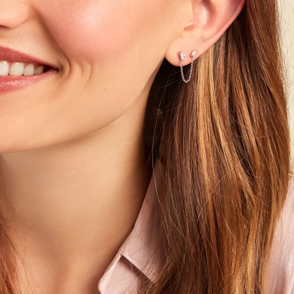 Histoire d'Or Bijoux D'oreilles Navette De Zirconium argent blanc oxyde Outlet