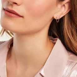 Histoire d'Or Bijoux D'oreilles Navette De Zirconium argent rose oxyde New