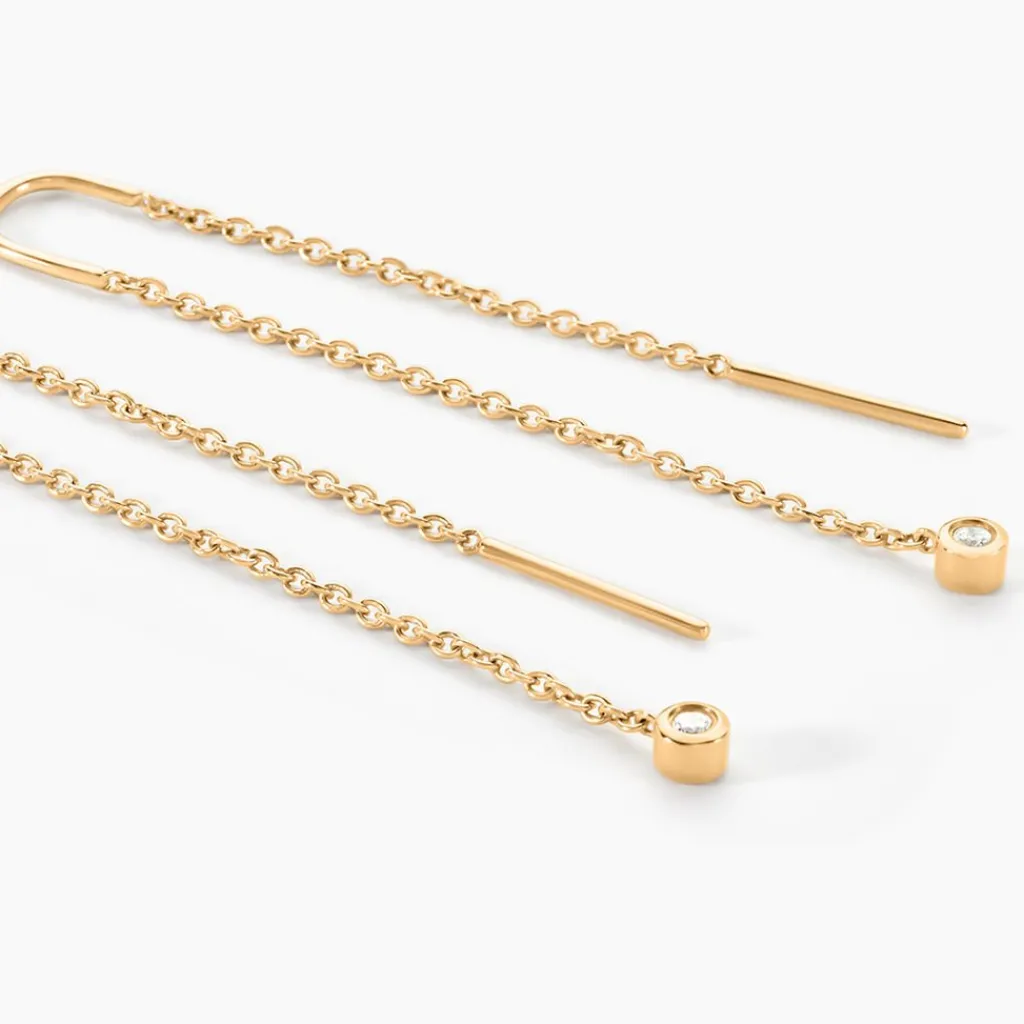 Histoire d'Or Bijoux D'oreilles Samiha Plaqué Or Jaune Oxyde De Zirconium Best