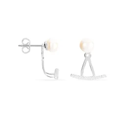 Histoire d'Or Bijoux D'oreilles Sylviane Argent Blanc Perle De Culture Et Oxyde Clearance