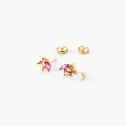 Histoire d'Or Boucle D'oreille Dépareillée Clematis Plaqué Or Jaune Spinelle Oxyde Clearance