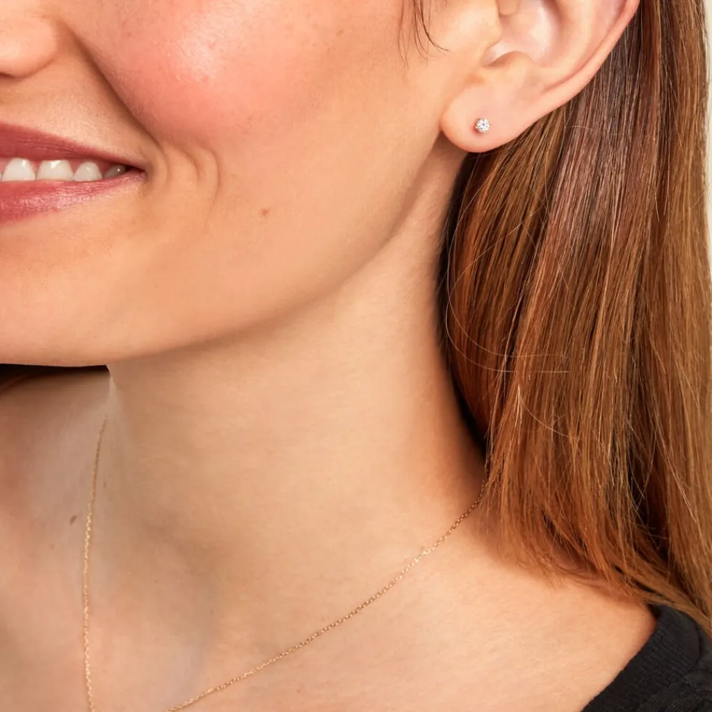 Histoire d'Or Boucle D'oreille Puce Unitaire Victoria or jaune diamant New