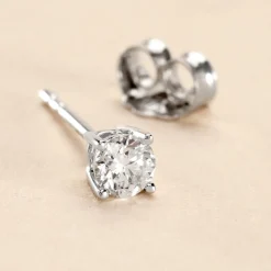 Histoire d'Or Boucle D'oreille Puce Unitaire Victoria or blanc diamant New