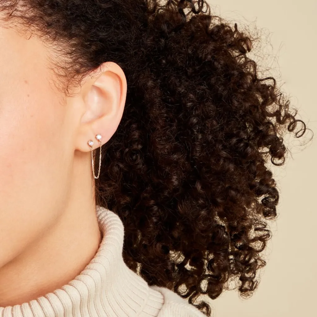 Histoire d'Or Boucle D'oreille Unitaire Pendante Viviette Or Jaune Oxyde Sale