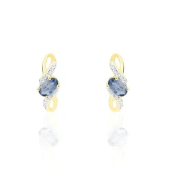 Histoire d'Or Boucles D'malia Oreilles Puces Malia Or Jaune Saphir Et Diamant Discount