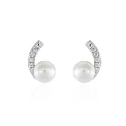 Histoire d'Or Boucles D'oreilles Angel Or Blanc Perle De Culture Oxyde Oxyde Best