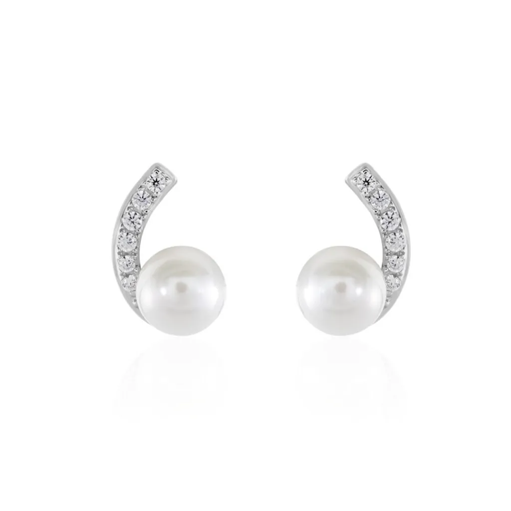 Histoire d'Or Boucles D'oreilles Angel Or Blanc Perle De Culture Oxyde Oxyde Best