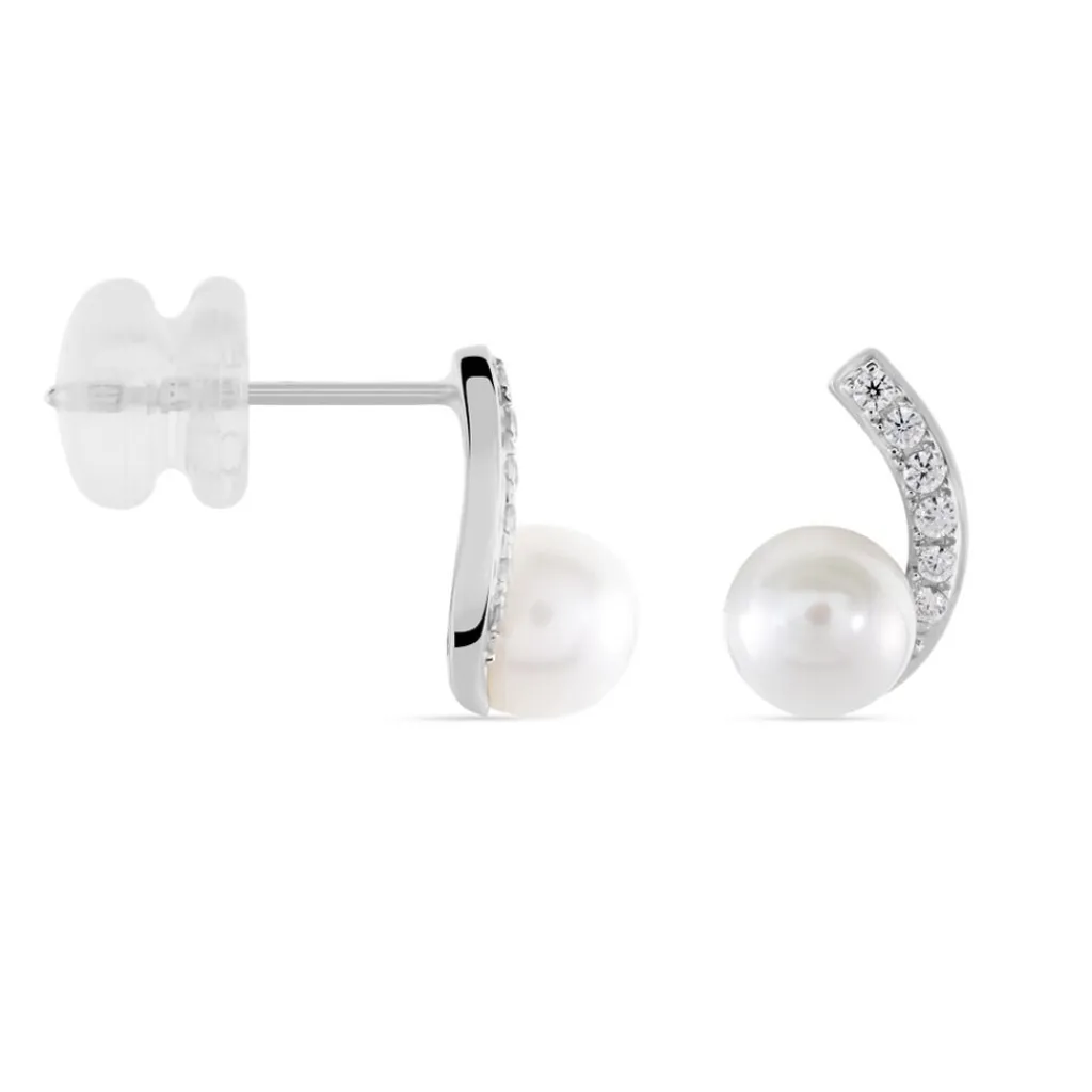 Histoire d'Or Boucles D'oreilles Angel Or Blanc Perle De Culture Oxyde Oxyde Best