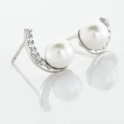 Histoire d'Or Boucles D'oreilles Angel Or Blanc Perle De Culture Oxyde Oxyde Best