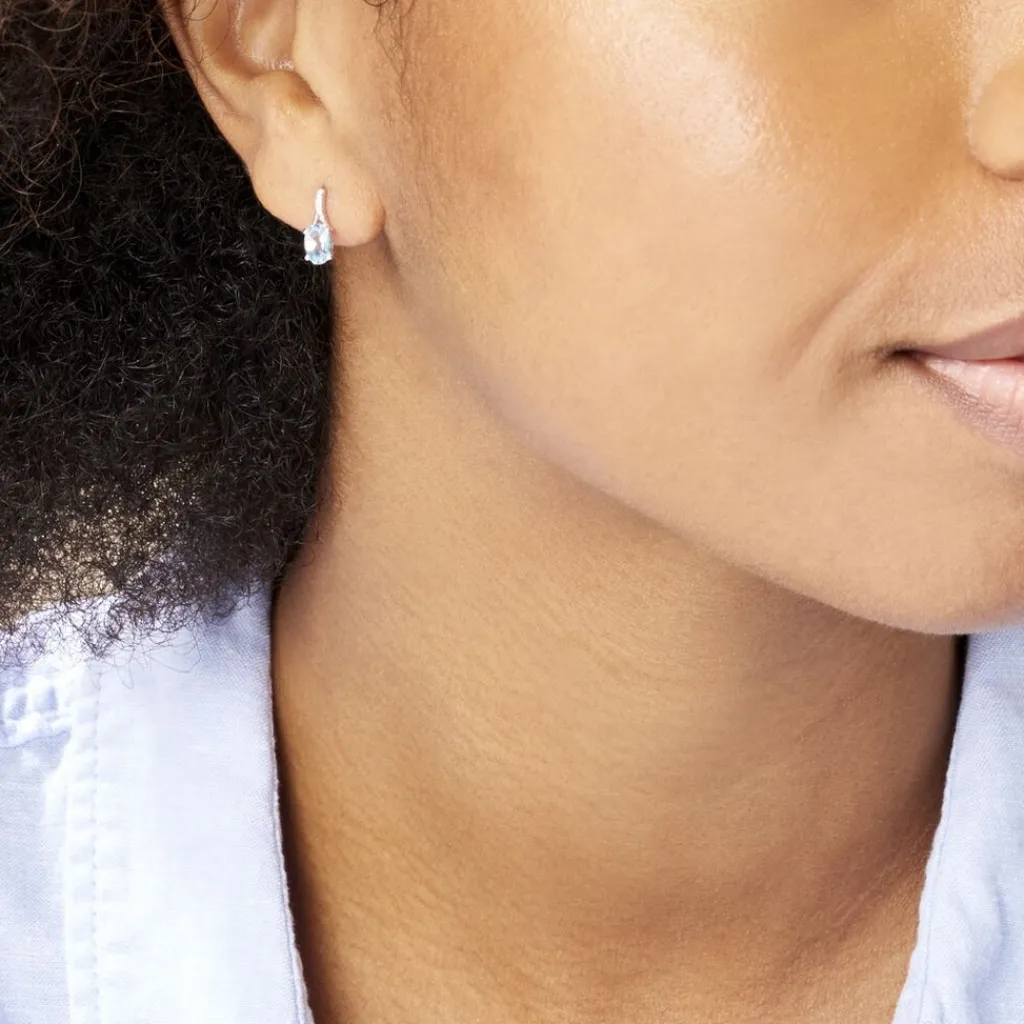 Histoire d'Or Boucles D'oreilles Audea Or Blanc Topaze Et Oxyde De Zirconium Best
