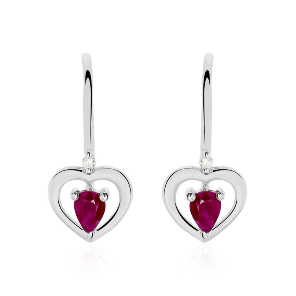 Histoire d'Or Boucles D'oreilles Danilo Or Blanc Rubis Outlet