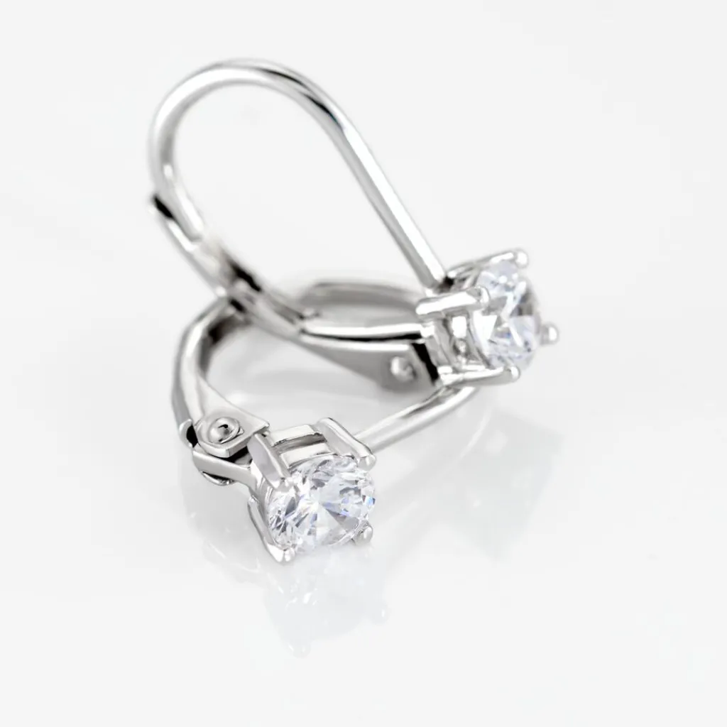 Histoire d'Or Boucles D'oreilles Dormeuses Argent Blanc Viventiol Oxyde De Zirconium New