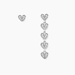 Histoire d'Or Boucles D'oreilles Dépareillées Declaration Argent Blanc Oxyde Outlet