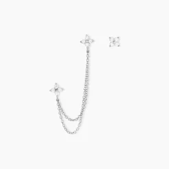 Histoire d'Or Boucles D'oreilles Dépareillées June Argent Blanc Oxyde De Zirconium Hot