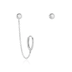 Histoire d'Or Boucles D'oreilles Dépareillées Macha Argent Blanc Oxyde De Zirconium Best
