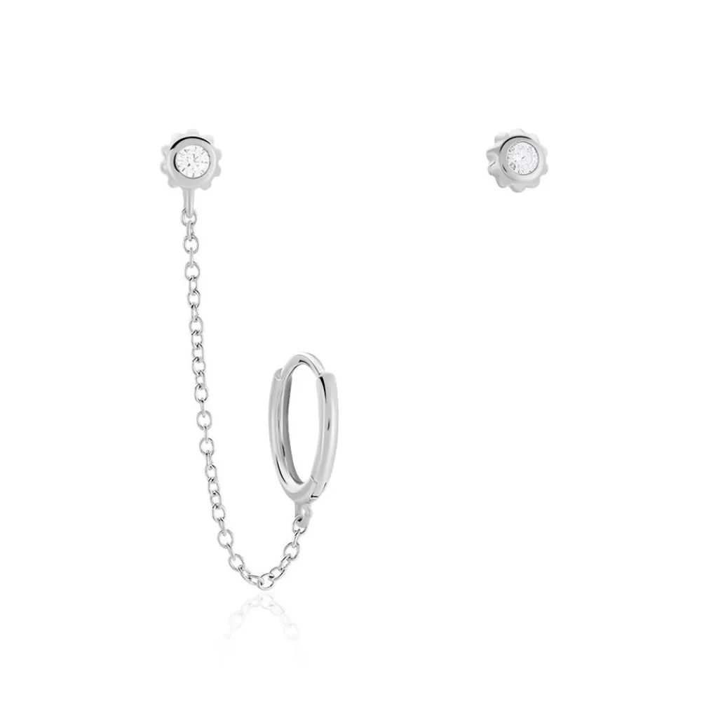 Histoire d'Or Boucles D'oreilles Dépareillées Macha Argent Blanc Oxyde De Zirconium Best