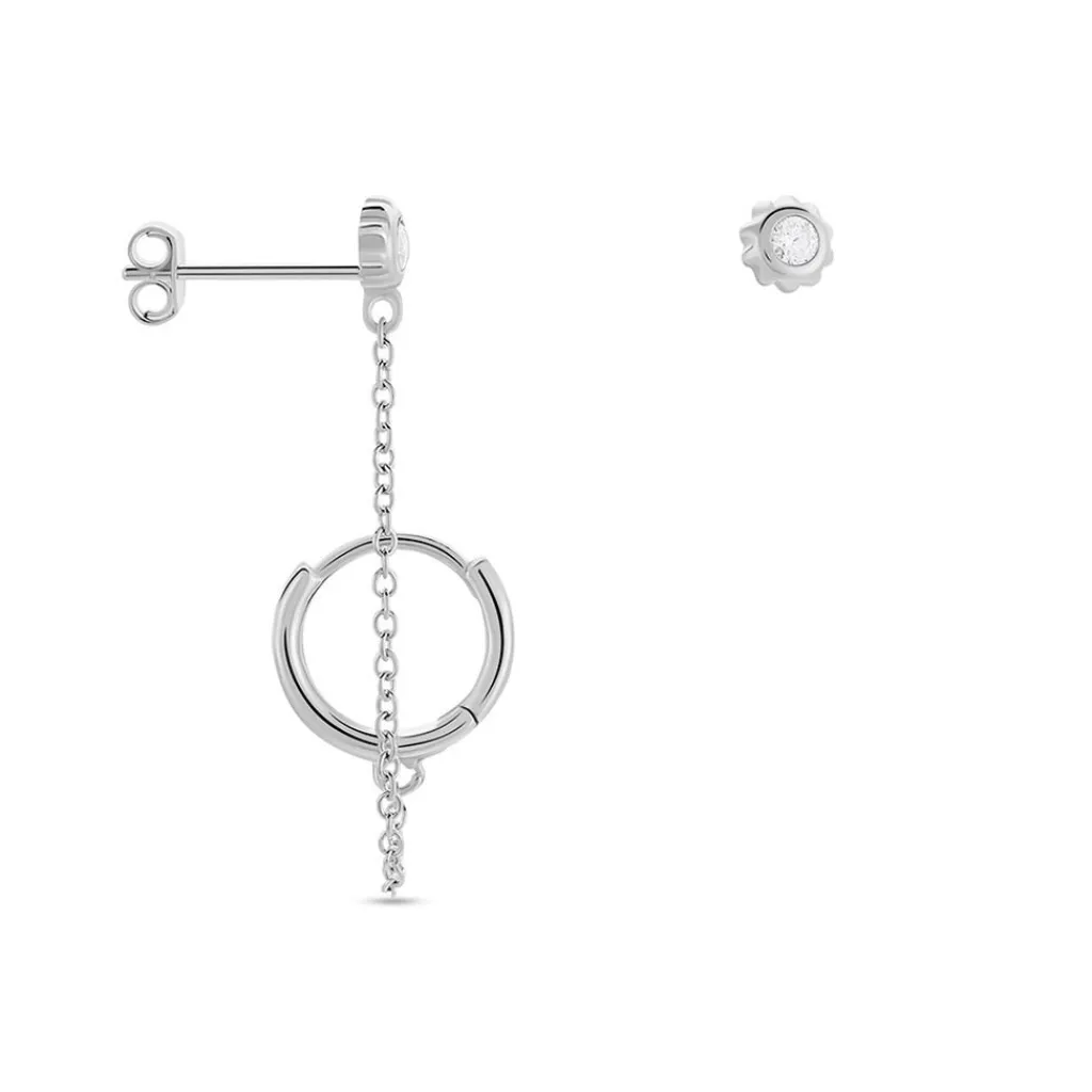 Histoire d'Or Boucles D'oreilles Dépareillées Macha Argent Blanc Oxyde De Zirconium Best