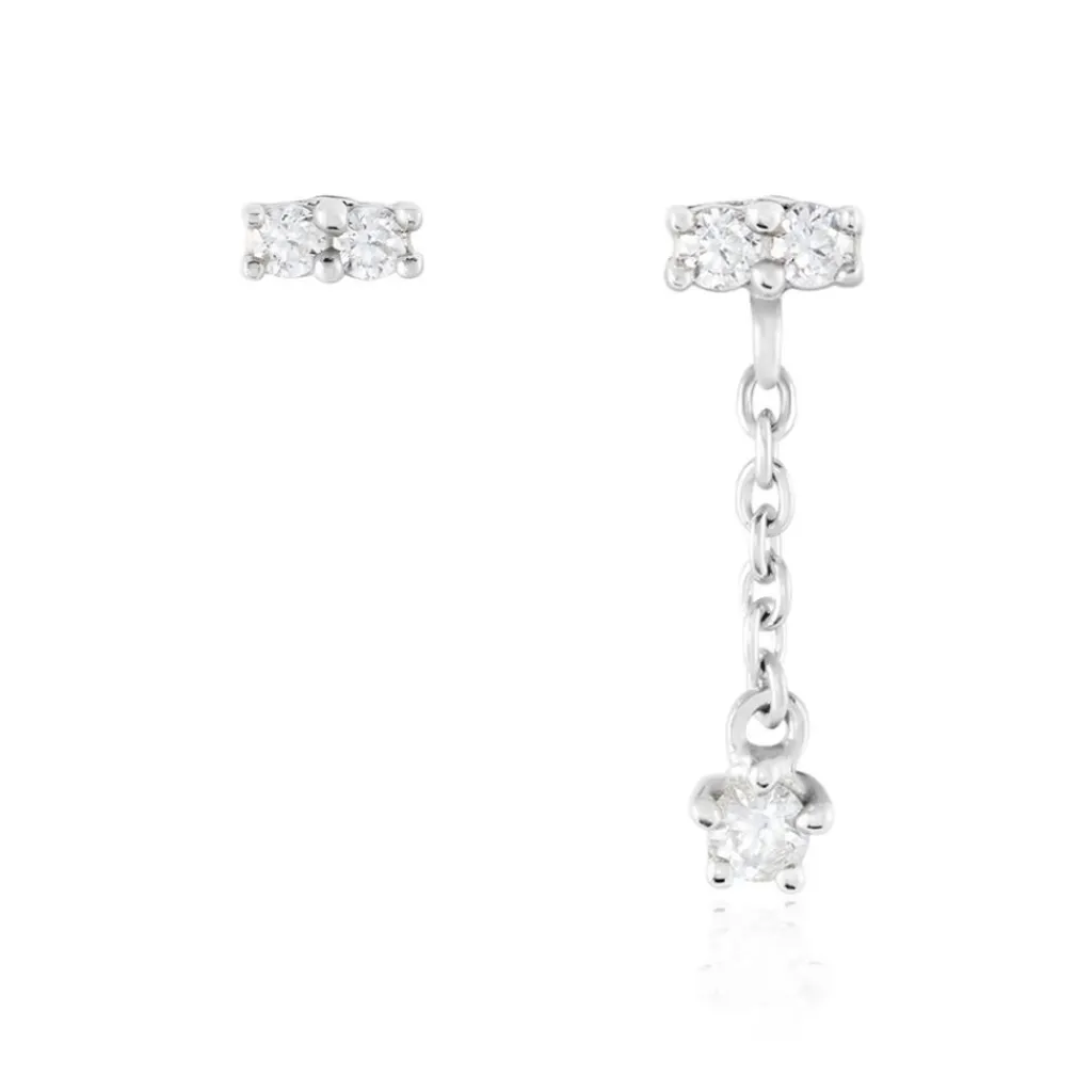 Histoire d'Or Boucles D'oreilles Dépareillées Argent Blanc Braden Oxyde De Zirconium Outlet