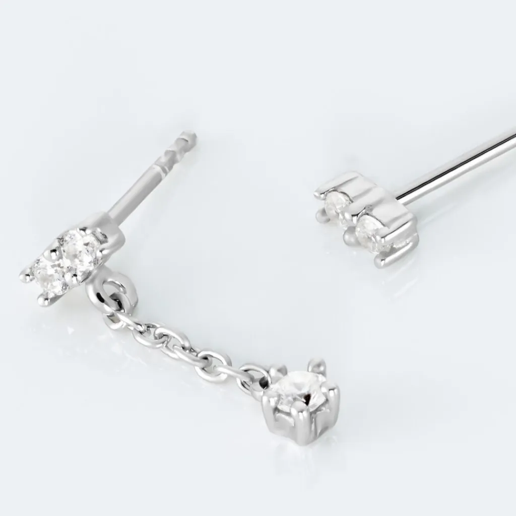 Histoire d'Or Boucles D'oreilles Dépareillées Argent Blanc Braden Oxyde De Zirconium Outlet