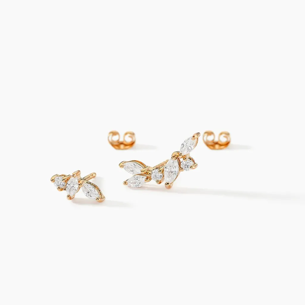 Histoire d'Or Boucles D'oreilles Dépareillées Jardins D'hiver Plaqué Or Oxyde Online