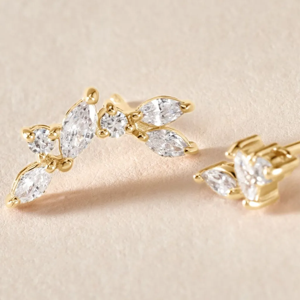 Histoire d'Or Boucles D'oreilles Dépareillées Jardins D'hiver Plaqué Or Oxyde Online