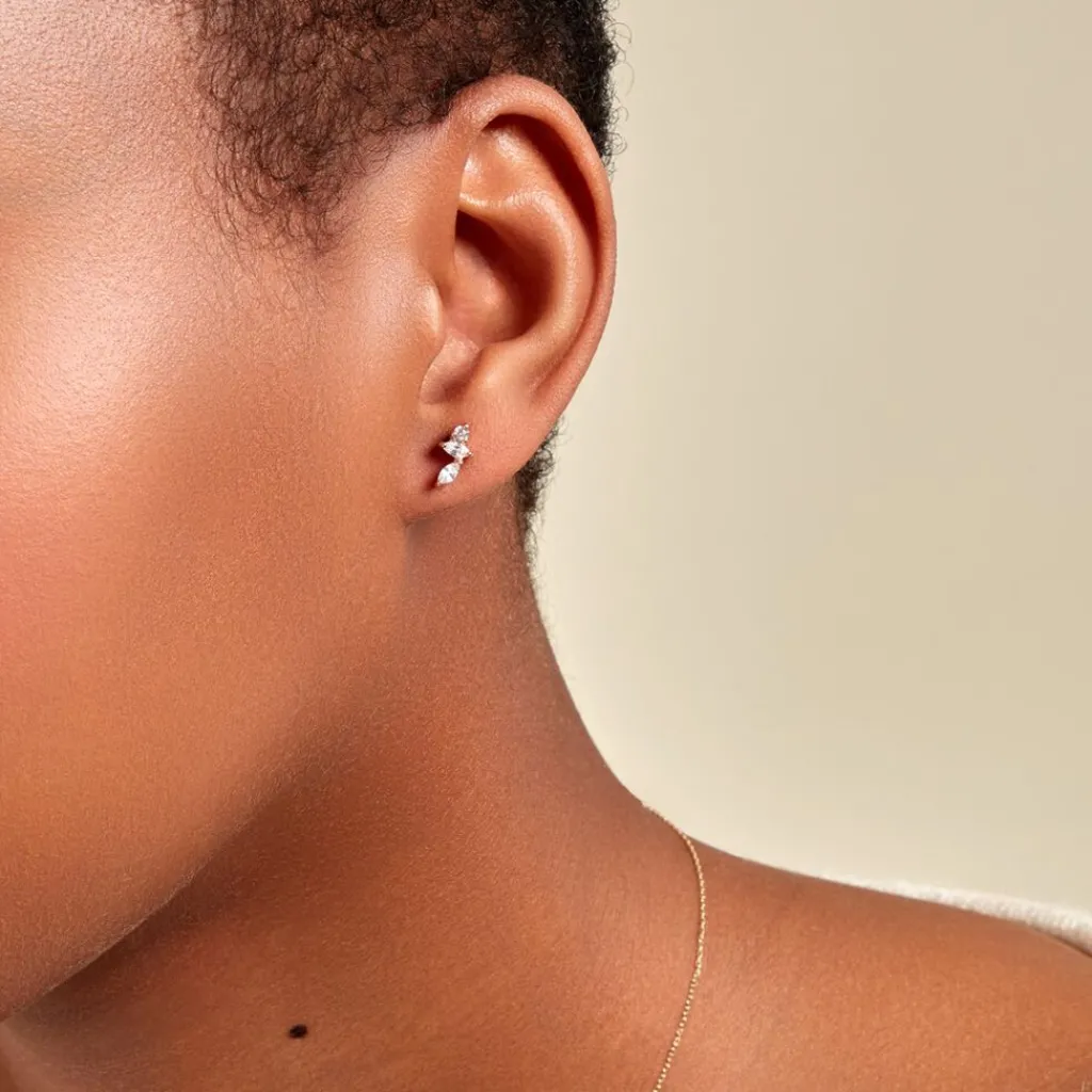 Histoire d'Or Boucles D'oreilles Dépareillées Jardins D'hiver Plaqué Or Oxyde Online