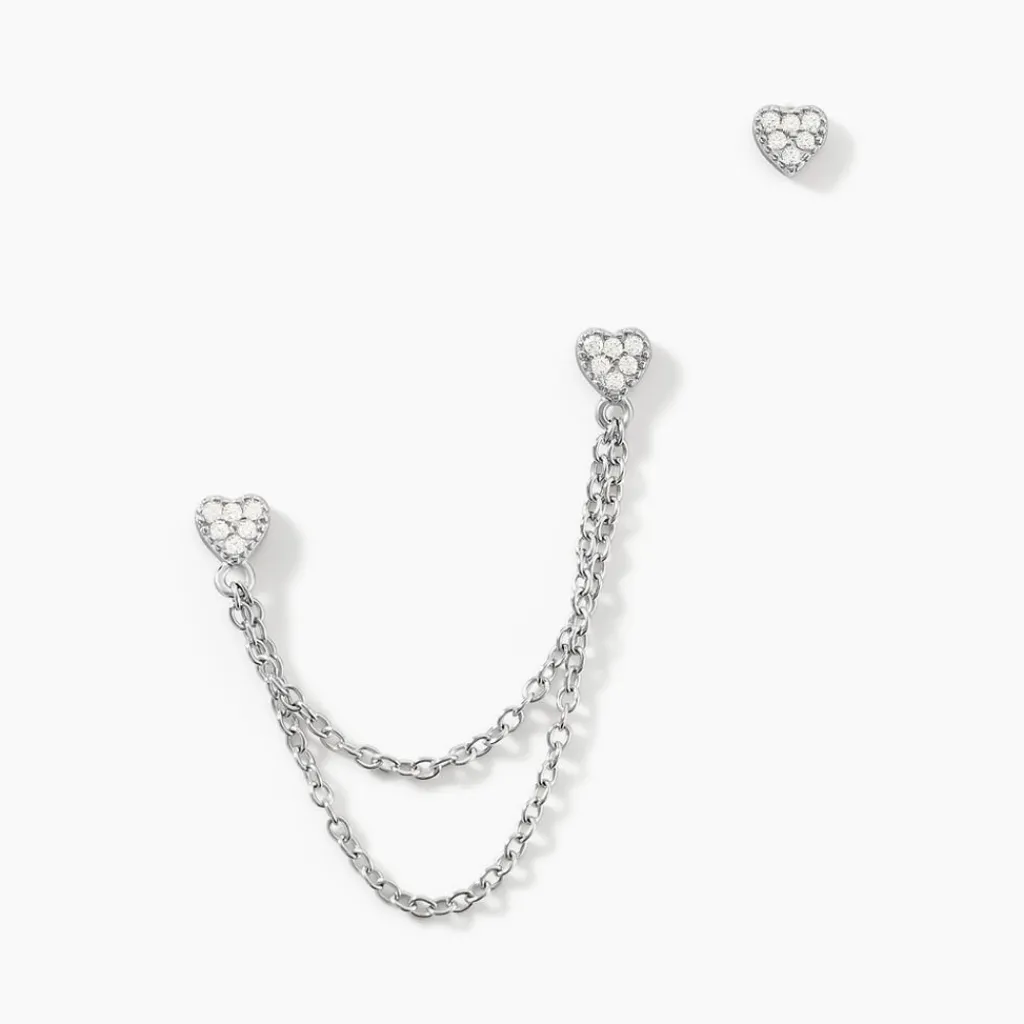 Histoire d'Or Boucles D'oreilles Dépareillées June Argent Blanc Oxyde De Zirconium Clearance