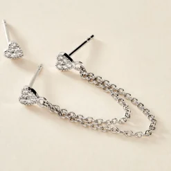 Histoire d'Or Boucles D'oreilles Dépareillées June Argent Blanc Oxyde De Zirconium Clearance