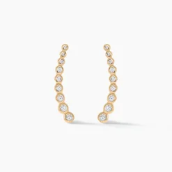 Histoire d'Or Boucles D'oreilles Grimpantes Plaqué Or Jaune Nazeli Oxyde New