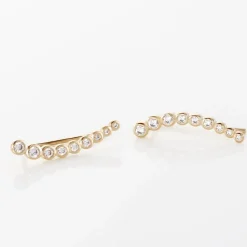 Histoire d'Or Boucles D'oreilles Grimpantes Plaqué Or Jaune Nazeli Oxyde New