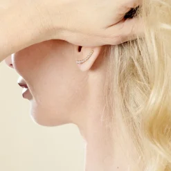 Histoire d'Or Boucles D'oreilles Grimpantes Plaqué Or Jaune Nazeli Oxyde New