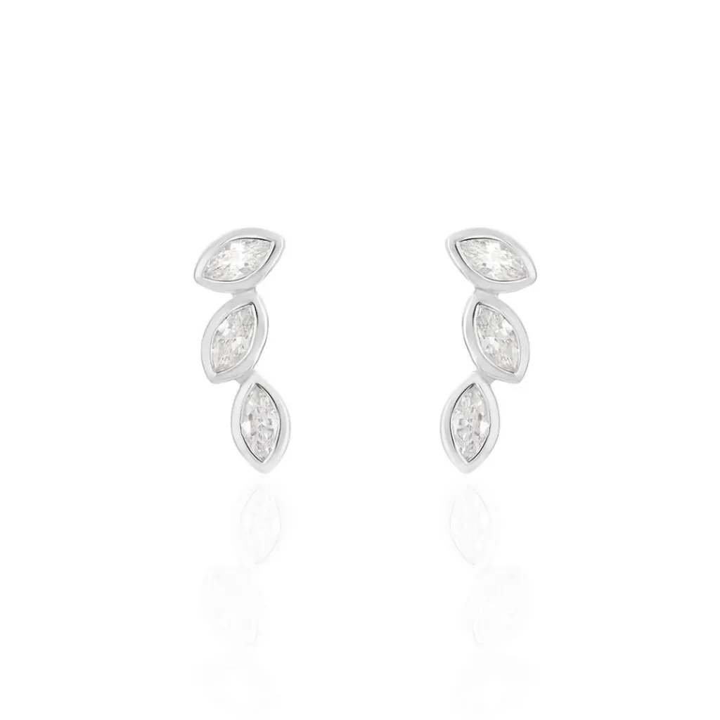 Histoire d'Or Boucles D'oreilles Grimpantes Elohane Argent Blanc Oxyde De Zirconium Clearance